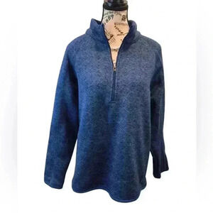 Stormpack Womens medium blue fleece 1/4 zip sweater jacket top L/S heavy weight